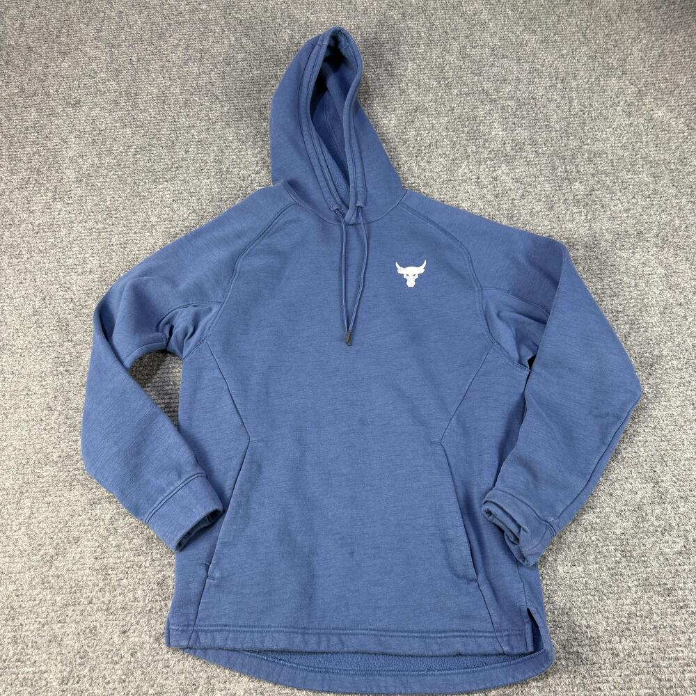 Under Armour Project Rock Hoodie Mens Small Charged Fleece Pullover Brahma Bull